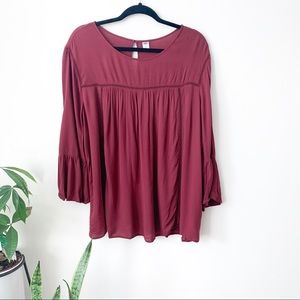 Old Navy | Maroon Bell Sleeve Blouse